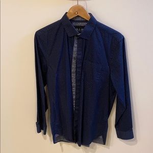 Blue shirt white dots